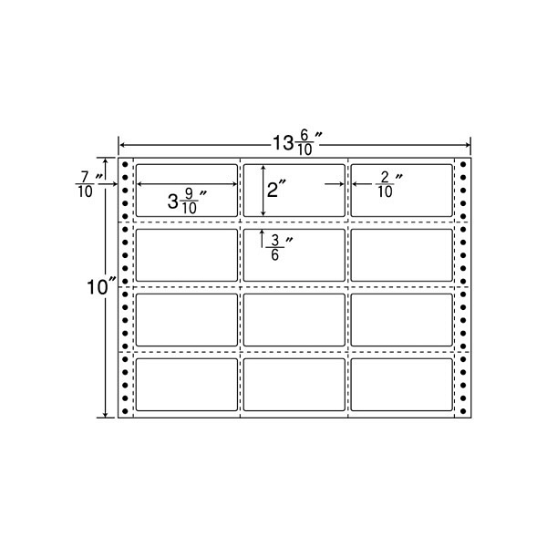 東洋印刷 ナナフォーム タックフォームラベル 白 12面 1箱=500折(6000枚) M13H（直送品）