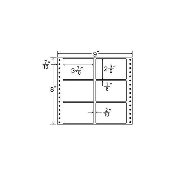 東洋印刷 ナナフォーム タックフォームラベル 白 6面 1箱=500折(3000枚) M9R（直送品）