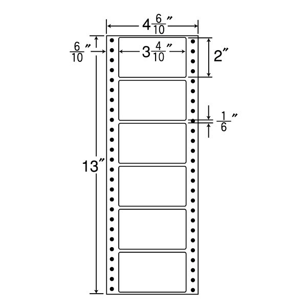 東洋印刷 ナナフォーム タックフォームラベル 白 6面 1箱=1000折(500折×2)(6000枚) MM4F（直送品）