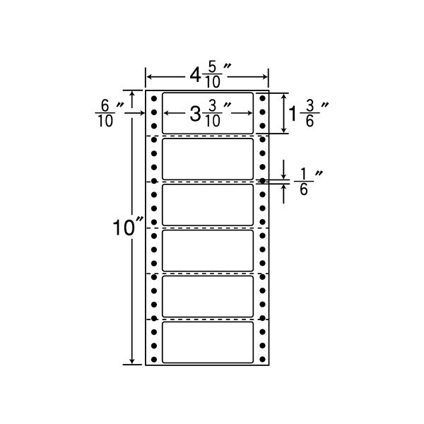 東洋印刷 ナナフォーム タックフォームラベル 白 6面 1箱=1000折(500折×2)(6000枚) MM4W（直送品）