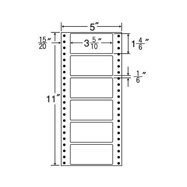 東洋印刷 ナナフォーム タックフォームラベル 白 6面 1箱=1000折(500折×2)(6000枚) MM5E（直送品）