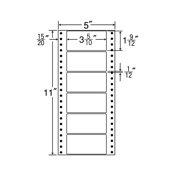 東洋印刷 ナナフォーム タックフォームラベル 白 6面 1箱=1000折(500折×2)(6000枚) MM5G（直送品）