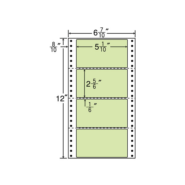 東洋印刷 ナナフォーム タックフォームラベルカラータイプ グリーン 4面 1箱 MM6AG（直送品）