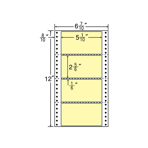 東洋印刷 ナナフォーム タックフォームラベルカラータイプ イエロー 4面 1箱 MM6AY（直送品）