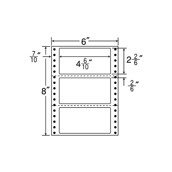 東洋印刷 ナナフォーム タックフォームラベル 白 3面 1箱=1000折(500折×2)(3000枚) MM6E（直送品）