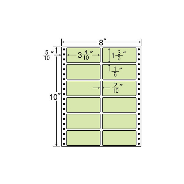 東洋印刷 ナナフォーム タックフォームラベルカラータイプ グリーン 12面 1箱 MM8AG（直送品）