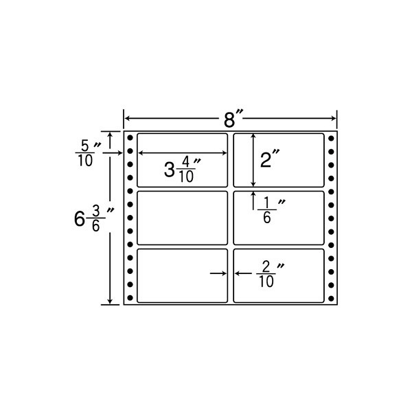 東洋印刷 ナナフォーム タックフォームラベル 白 6面 1箱=1000折(500折×2)(6000枚) MM8U（直送品）
