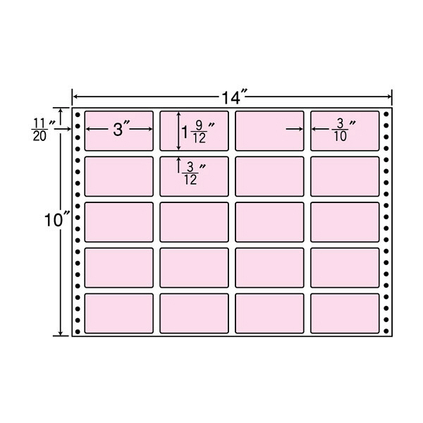 東洋印刷 ナナフォーム タックフォームラベルカラータイプ ピンク 20面 1箱 MT14JP（直送品）