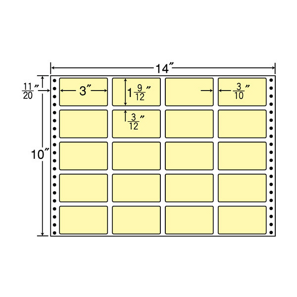 東洋印刷 ナナフォーム タックフォームラベルカラータイプ イエロー 20面 1箱 MT14JY（直送品）