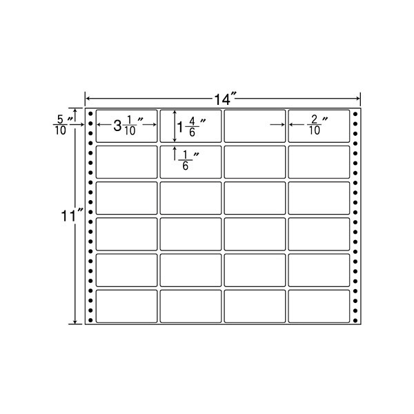 東洋印刷 ナナフォーム タックフォームラベル 白 24面 1箱 MT14N（直送品）