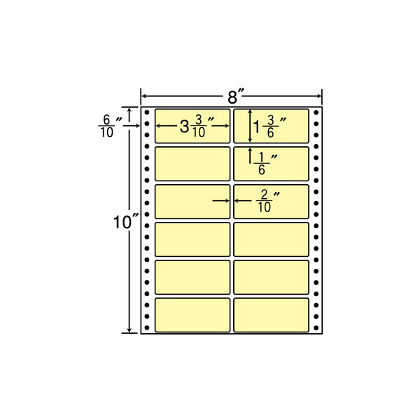 東洋印刷 ナナフォーム タックフォームラベルカラータイプ イエロー 12面 1箱 MT8CY（直送品）