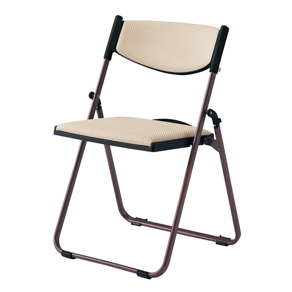オカムラ 折り畳み椅子 ブラウンフレームLY90BZPB16 アイボリー