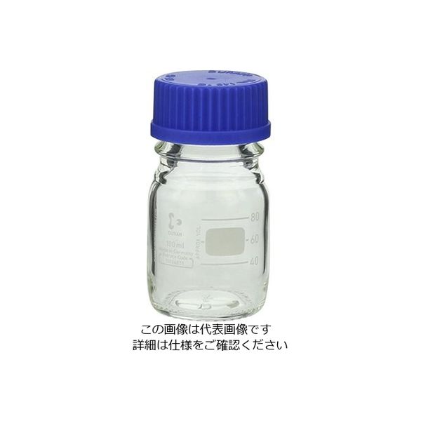 アズワン ねじ口瓶丸型白(デュラン(R)) 青キャップ付 100mL 2-077-02 1セット(5個:1個×5本)（直送品）