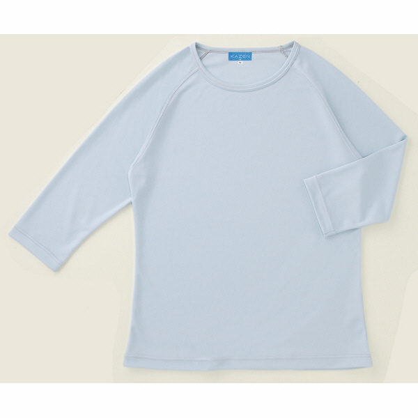 KAZEN スクラブ インナーTシャツ（男女兼用） 七分袖 シルバーグレー 