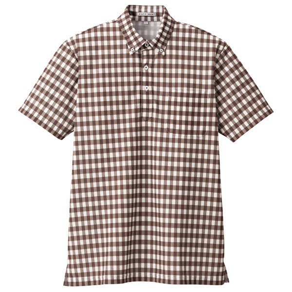 ボンマックス チェックプリントポロシャツ（半袖） 男女兼用 ブラウン SS FB4523U（直送品）