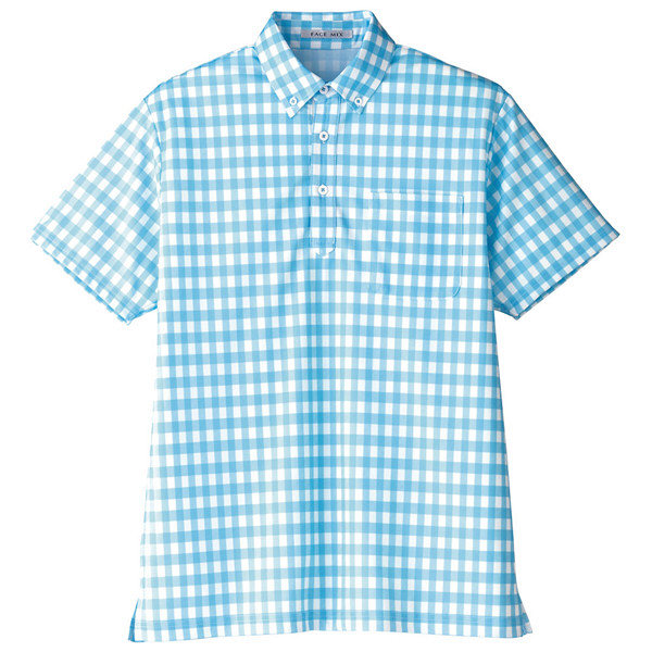 ボンマックス チェックプリントポロシャツ（半袖） 男女兼用 ブルー LL FB4523U（直送品）