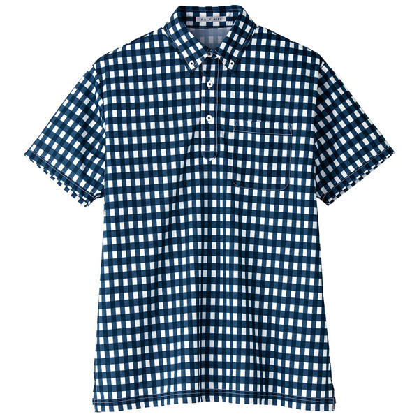ボンマックス チェックプリントポロシャツ（半袖） 男女兼用 ネイビー S FB4523U（直送品）