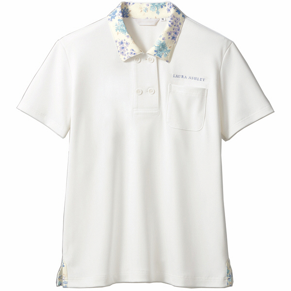 住商モンブラン レディスニットシャツ オフ白×アメリブルー L LW202-13（直送品）