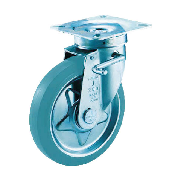 トラスコ中山 TRUSCO プレス製グレーゴムキャスター 自在ダブルストッパー付 Φ100 TJB-100G 1個 772-9715（直送品）