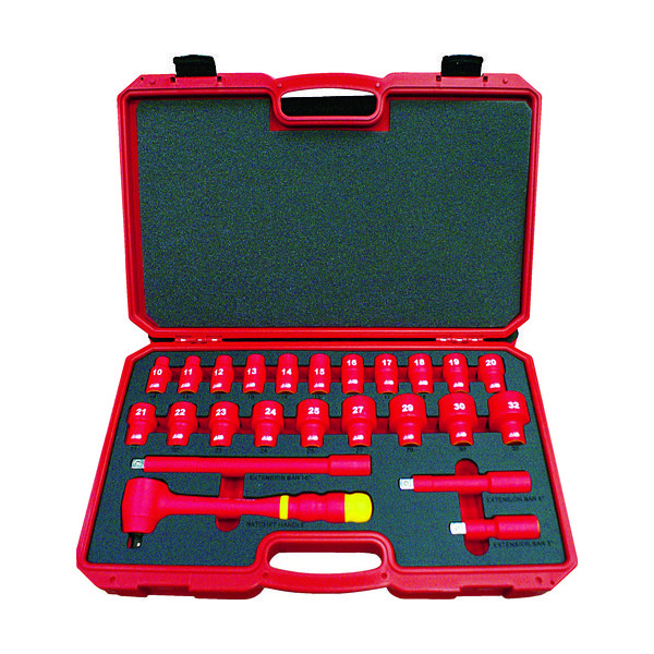 トラスコ中山 TRUSCO 絶縁ソケットレンチセット(6角タイプ)差込角12.7mm TZSW4-24S 1セット 762-4611（直送品）