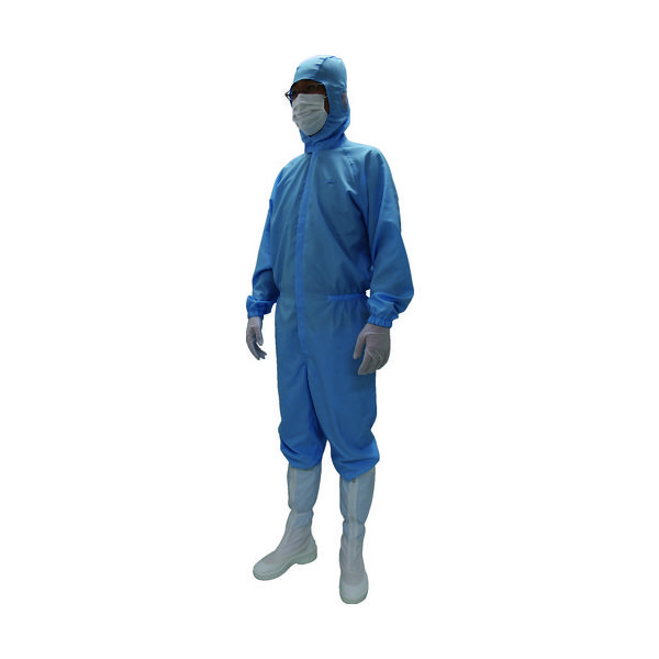 ゴールドウイン GOLDWIN クリーンルーム用ウェア フード付きワンピース ブルー S PP1440-B-S 1着 759-1934（直送品）