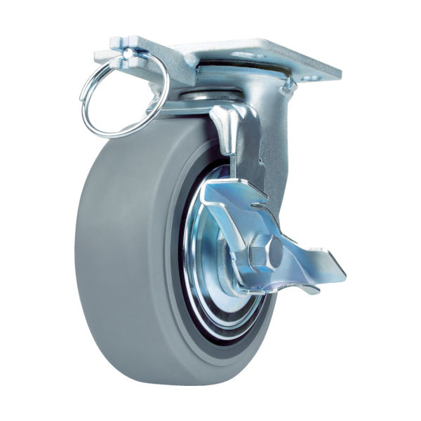 サムソンキャスター SAMSONG 重荷重用キャスター 自在 ゴム車125mm ブレーキ付 TP6650-MIR BB TG TLB 1個（直送品）