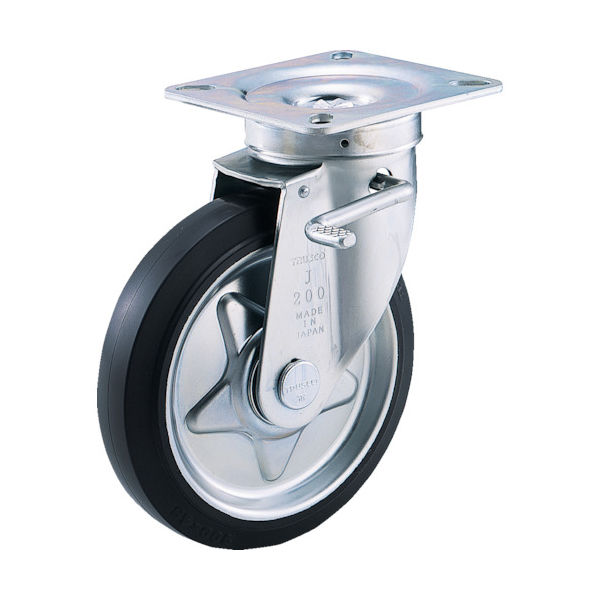 トラスコ中山 TRUSCO αプレス製ゴムキャスター 自在ダブルストッパー付 Φ100 TJB-100C 1個 289-0020（直送品）