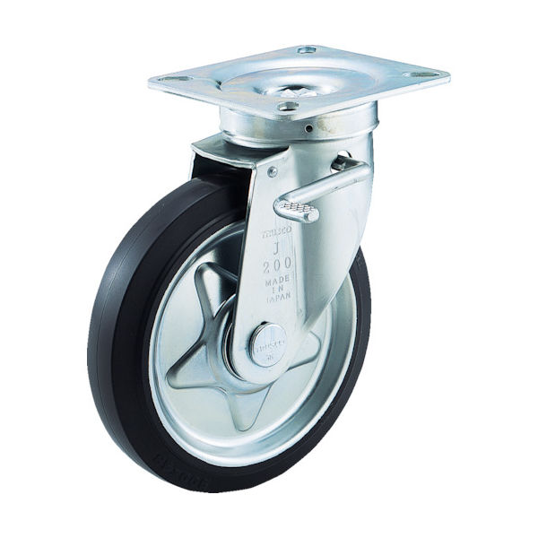 トラスコ中山 TRUSCO αプレス製ゴムキャスター 自在ダブルストッパー付 Φ130 TJB-130C 1個 289-0038（直送品）