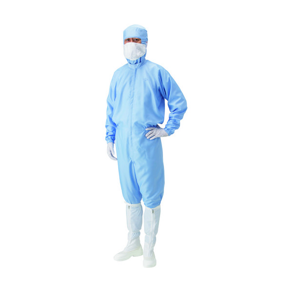 ゴールドウイン GOLDWIN クリーンルーム用ウェア フロントファスナーワンピース ブルー S PP1410-B-S 1着（直送品）