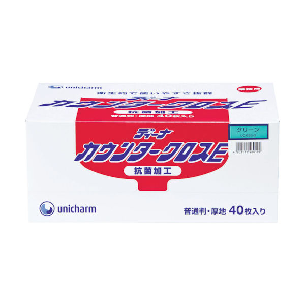 ユニ・チャーム ディーナ GディーナカウンタークロスE 普通判厚地 グリーン 46019 1箱(40枚) 760-4335（直送品）
