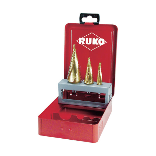 RUKO 2枚刃スパイラルステップドリルセット 3本組 チタン 101026T 1セット 765-9512（直送品）