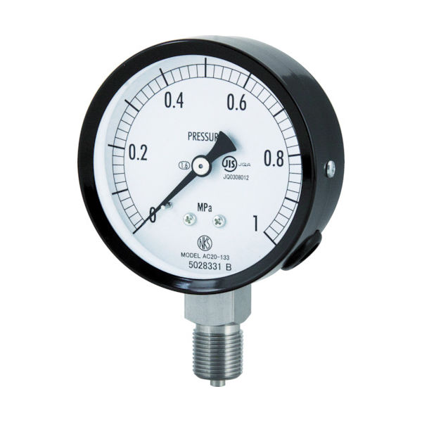 長野計器 長野 普通形圧力計（A枠立形・φ75・G3/8B・0.0～0.16Mpa） AC20-133-0.16MP 1個 498-4404（直送品）