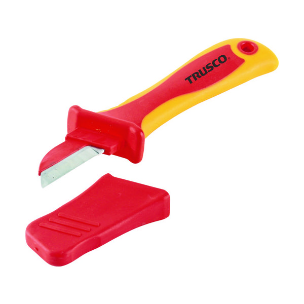 トラスコ中山 TRUSCO 絶縁電工ナイフ(プラスチックコーティングタイプ) 200mm TZEN-200C 1丁 762-4565（直送品）