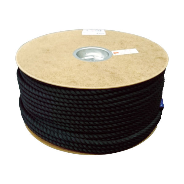 ユタカメイク ポリエステルロープ ドラム巻 9φ×150m 黒 PRS-51 1巻 754-1368（直送品）