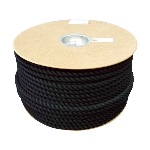 ユタカメイク ポリエステルロープ ドラム巻 12φ×100m 黒 PRS-61 1巻 754-1376（直送品）