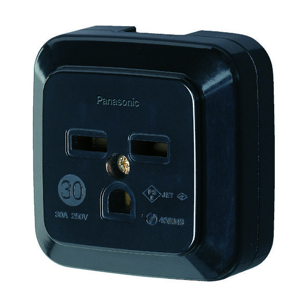 パナソニック Panasonic 接地2P30A角型コンセント 薄型 ブラック WK36301BP 1個 763-2142（直送品）