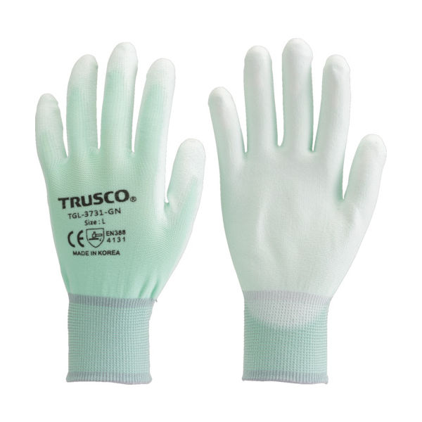 トラスコ中山 TRUSCO カラーナイロン手袋PU手のひらコート グリーン L TGL-3731-GN-L 1双 770-0806（直送品）