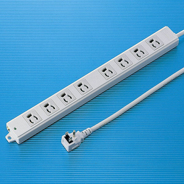 延長コード 電源タップ 1m 3P（ピン） 8個口 マグネット ライトグレー TAP-KE8L-1 サンワサプライ 1個（直送品）
