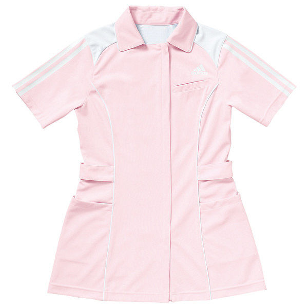 KAZEN adidas（アディダス）レディスジャケット 医療白衣 半袖 ピンク S SMS002（直送品）