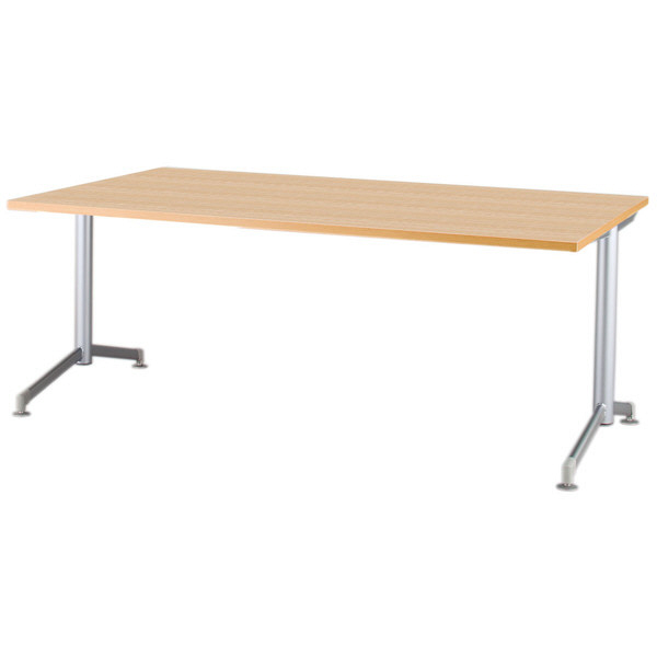 アイリスチトセ　ミーティングテーブル T字脚　ナチュラル　幅1500×奥行750×高さ700mm　1台　（直送品）