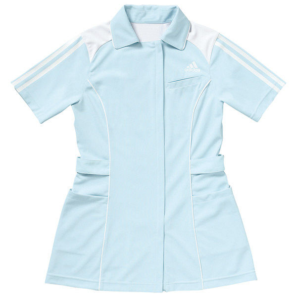 KAZEN adidas（アディダス）レディスジャケット 医療白衣 半袖 サックス OT SMS002（直送品）