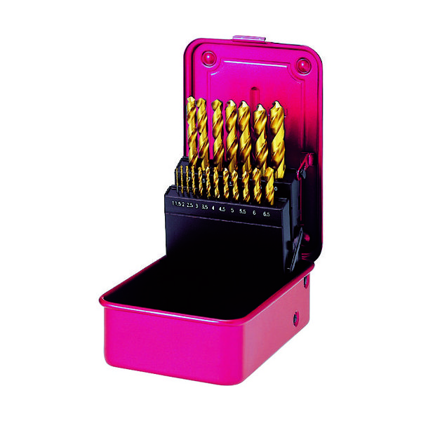 三菱マテリアル 三菱K GSDSET TiNコーティング 一般鋼用 ハイスドリルセット(スチールケース 19本入) GSDSET19 1セット（直送品）