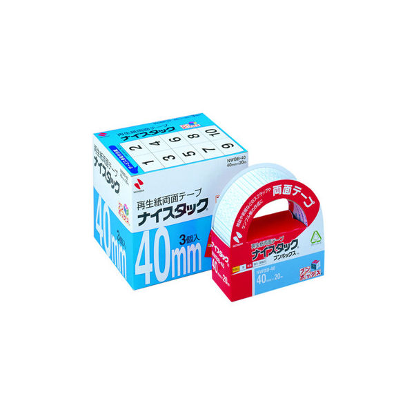 ニチバン ナイスタック（R） 紙両面テープ 幅40mm×20m NWBB-40　1箱（3巻入）　（わけあり品）