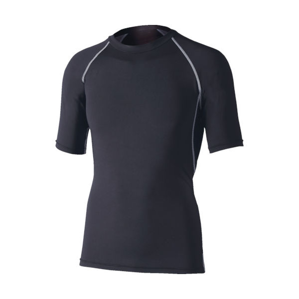 おたふく手袋 おたふく 冷感・消臭パワーストレッチ半袖クルーネックシャツ ブラック S JW-628-BK-S 1着 818-4521（直送品）