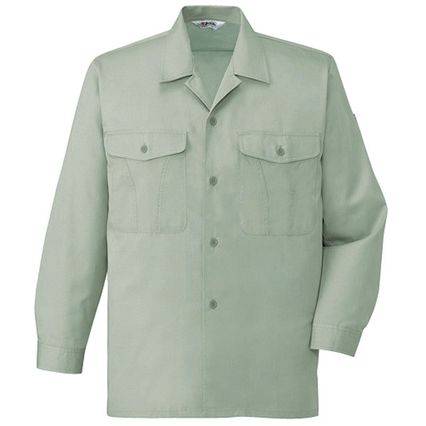 自重堂　制服百科　エコ製品制電長袖オープンシャツ　アースグリーン　Ｌ　44324（直送品）
