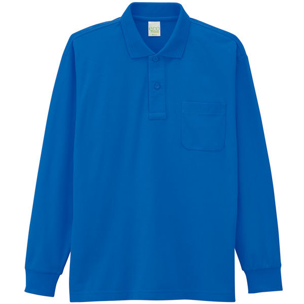 自重堂　制服百科　エコ製品制電長袖ポロシャツ　ブルー　Ｍ　85244（直送品）