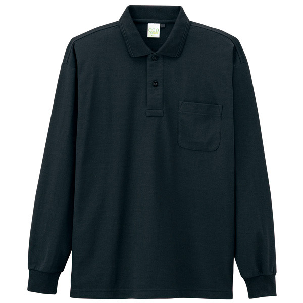 自重堂　制服百科　エコ製品制電長袖ポロシャツ　ブラック　５Ｌ　85244（直送品）