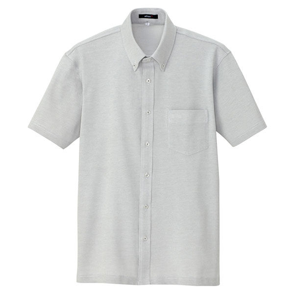 アイトス 半袖ニットボタンダウンシャツ（男女兼用） グレー M AZ7854-004 1着（直送品）