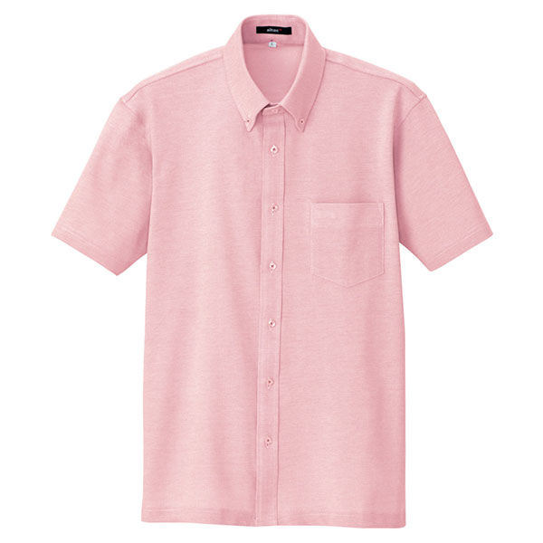 アイトス 半袖ニットボタンダウンシャツ（男女兼用） ピンク SS AZ7854-060 1着（直送品）