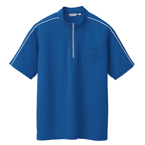アイトス 半袖クイックドライジップシャツ（男女兼用） ブルー 7号 AZCL3000-003 1着（直送品）